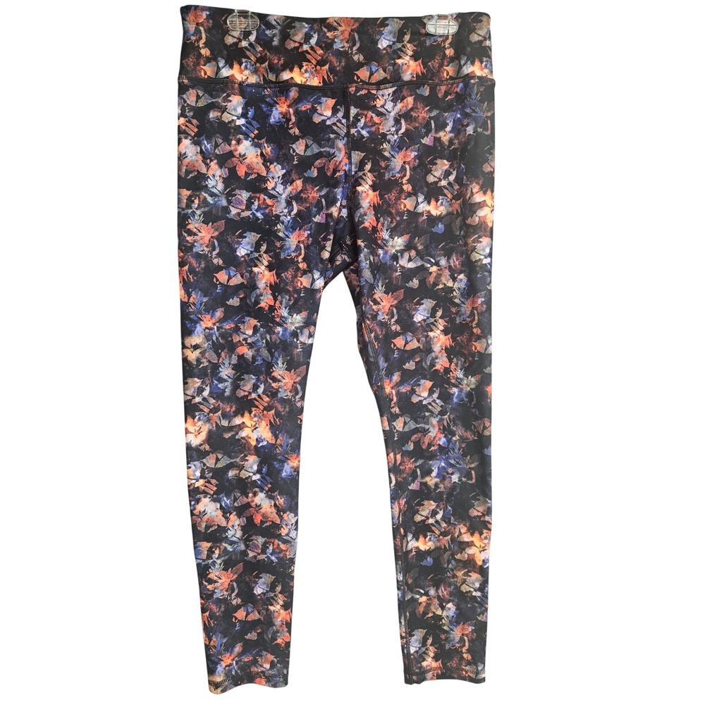 Jockey Womens XL High Rise Abstract Floral Print Activewear Leggings Multi-Color